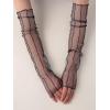 imageSHENHE Womens Sheer Mesh Fingerless Gloves Glitter Polka Dots Elbow Length Arm SleevesSolid Black