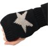 imageSHENHE Womens Star Pattern Fingerless Thumb Hole Knitted Wrist Length Mitten GlovesBlack