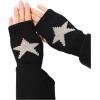 imageSHENHE Womens Star Pattern Fingerless Thumb Hole Knitted Wrist Length Mitten GlovesBlack
