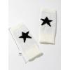 imageSHENHE Womens Star Pattern Fingerless Thumb Hole Knitted Wrist Length Mitten GlovesBlack and White