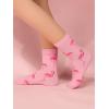 imageSHENHE Womens Striped Letter Print Athletic Running Above Ankle Crew SocksFlamingo Pink