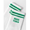 imageSHENHE Womens Striped Letter Print Athletic Running Above Ankle Crew SocksGreen and White