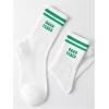 imageSHENHE Womens Striped Letter Print Athletic Running Above Ankle Crew SocksGreen and White