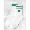 imageSHENHE Womens Striped Letter Print Athletic Running Above Ankle Crew SocksHeart Green White