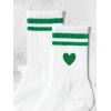 imageSHENHE Womens Striped Letter Print Athletic Running Above Ankle Crew SocksHeart Green White