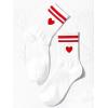 imageSHENHE Womens Striped Letter Print Athletic Running Above Ankle Crew SocksHeart Red White