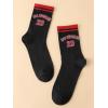 imageSHENHE Womens Striped Letter Print Athletic Running Above Ankle Crew SocksLetter Number Black