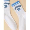 imageSHENHE Womens Striped Letter Print Athletic Running Above Ankle Crew SocksLetter Number Blue