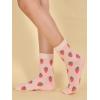 imageSHENHE Womens Striped Letter Print Athletic Running Above Ankle Crew SocksPink Strawberry Print