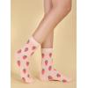 imageSHENHE Womens Striped Letter Print Athletic Running Above Ankle Crew SocksPink Strawberry Print