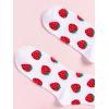 imageSHENHE Womens Striped Letter Print Athletic Running Above Ankle Crew SocksStrawberry Red White