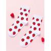 imageSHENHE Womens Striped Letter Print Athletic Running Above Ankle Crew SocksStrawberry Red White