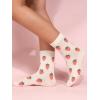 imageSHENHE Womens Striped Letter Print Athletic Running Above Ankle Crew SocksStrawberry White