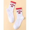 imageSHENHE Womens Striped Letter Print Athletic Running Above Ankle Crew SocksWhite