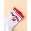 imageSHENHE Womens Striped Letter Print Athletic Running Above Ankle Crew SocksWhite