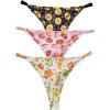 imageSHENHE Womens 3 Pack Thong Underwear G String Low Rise Cute Patterned Panties ThongsBlack White Pink
