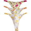 imageSHENHE Womens 3 Pack Thong Underwear G String Low Rise Cute Patterned Panties ThongsYellow White Multi