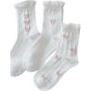 imageSHENHE Womens 3 Pairs Knitted Crew Socks Ruffle Frilly Bow Patterned Soft Ankle SocksWhite a