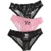 imageSHENHE Womens 3 Piece Sets Mesh Goth Panties Lettuce Trim Low Rise Cute UnderwearBlack and Pink