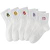 imageSHENHE Womens 5 Pairs Graphic Letter Print Athletic Running Mid Calf Crew SocksDinosaur Embroidery White
