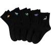 imageSHENHE Womens 5 Pairs Graphic Letter Print Athletic Running Mid Calf Crew SocksEmbroidered Black
