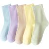 imageSHENHE Womens 5 Pairs Graphic Letter Print Athletic Running Mid Calf Crew SocksSolid Multicolor