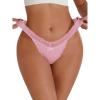 imageSHENHE Womens Lace Low Rise Scallop Trim Ribbed T Back Thong Underwear PantiesDusty Pink