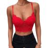 imageSHENHE Womens Lace Mesh Underwire Full Coverage Longline Bras Cami Tank Crop TopsRed