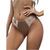 imageSHENHE Womens Satin Panty Lace Trim Mid Rise Silky Brief Underwear Daily Comfy BriefChampagne