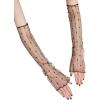 imageSHENHE Womens Sheer Mesh Fingerless Gloves Glitter Polka Dots Elbow Length Arm SleevesGlitter Black