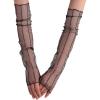 imageSHENHE Womens Sheer Mesh Fingerless Gloves Glitter Polka Dots Elbow Length Arm SleevesSolid Black