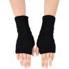 imageSHENHE Womens Solid Fingerless Thumb Hole Knitted Wrist Length Mitten GlovesPlain Black