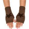 imageSHENHE Womens Star Pattern Fingerless Thumb Hole Knitted Wrist Length Mitten GlovesArmy Green