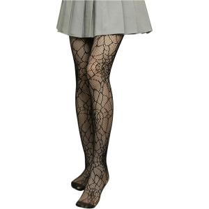 imageSHENHE Womens 1pc Sheer Mesh Pattern Tights High Waist Fashionable Sexy Streetwear Fishnet StockingsBlack Spiderweb