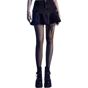 imageSHENHE Womens 1pc Sheer Mesh Pattern Tights High Waist Fashionable Sexy Streetwear Fishnet StockingsButterfly Fishnet Black
