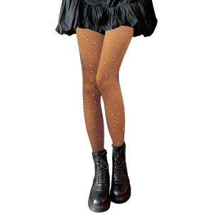 imageSHENHE Womens 1pc Sheer Mesh Pattern Tights High Waist Fashionable Sexy Streetwear Fishnet StockingsRhinestone Glitter Black
