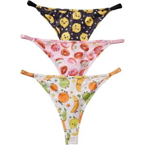 imageSHENHE Womens 3 Pack Thong Underwear G String Low Rise Cute Patterned Panties ThongsBlack White Pink