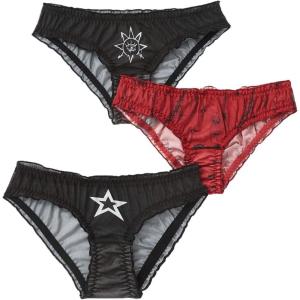 imageSHENHE Womens 3 Piece Sets Mesh Goth Panties Lettuce Trim Low Rise Cute UnderwearBlack and Red