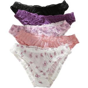 imageSHENHE Womens 5 Pack Cute Briefs Frilly Lettuce Trim Mid Rise Mesh Panty Sets UnderwearMulticolor a