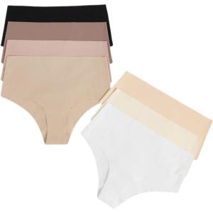imageSHENHE Womens High Waisted Seamless No Show Invisible Underwear Brief PantiesBlack Brown Multi