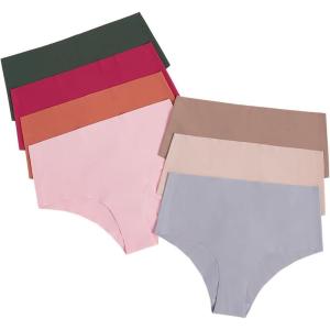 imageSHENHE Womens High Waisted Seamless No Show Invisible Underwear Brief PantiesPink Red Multi