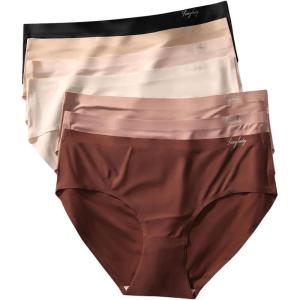 imageSHENHE Womens Plus Size 7 Piece No Show Seamless Briefs Underwear Low Rise PantiesMulticolor