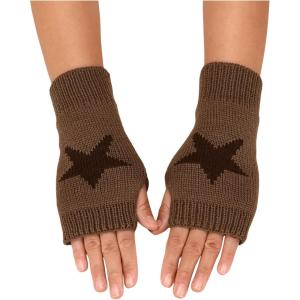 imageSHENHE Womens Star Pattern Fingerless Thumb Hole Knitted Wrist Length Mitten GlovesArmy Green
