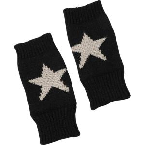 imageSHENHE Womens Star Pattern Fingerless Thumb Hole Knitted Wrist Length Mitten GlovesBlack