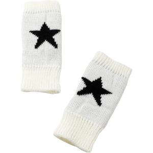 imageSHENHE Womens Star Pattern Fingerless Thumb Hole Knitted Wrist Length Mitten GlovesBlack and White