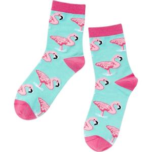 imageSHENHE Womens Striped Letter Print Athletic Running Above Ankle Crew SocksFlamingo Print