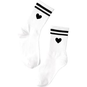 imageSHENHE Womens Striped Letter Print Athletic Running Above Ankle Crew SocksHeart White