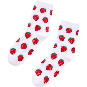 imageSHENHE Womens Striped Letter Print Athletic Running Above Ankle Crew SocksStrawberry Red White