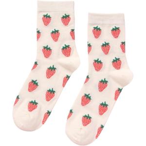 imageSHENHE Womens Striped Letter Print Athletic Running Above Ankle Crew SocksStrawberry White