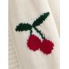 imageSHENHE Girls V Neck Cherry Print Cute Open Front Soft Drop Shoulder Cardigan SweaterBeige